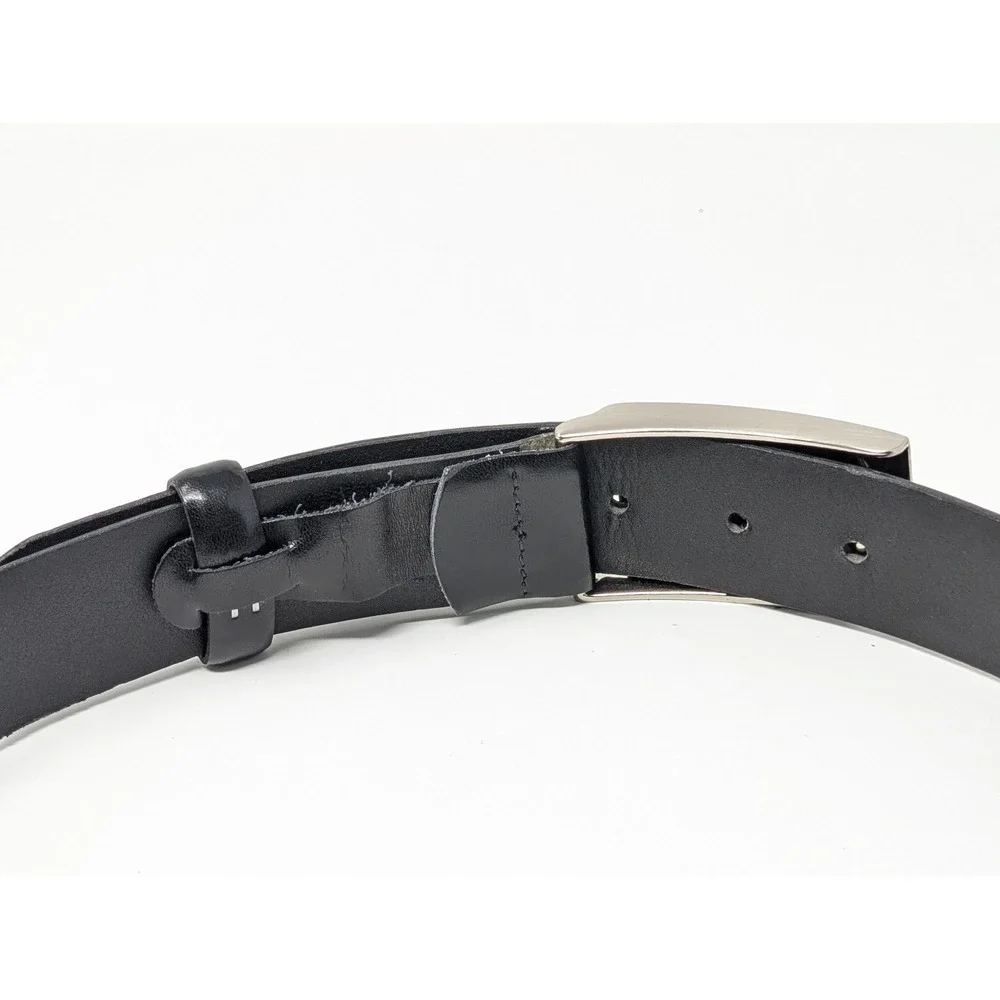 Bosca Men's Black Leather‎ Plaque Buckle Belt Size 34 Italian Dress Belt Work